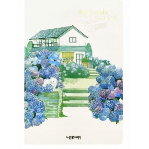 Szkicownik szyty Lenwa B5/100/100g kremowy + 80g craft Dom i hortensje